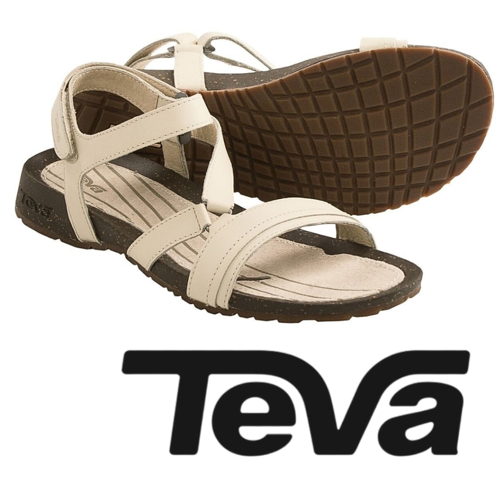 Teva Brown and Cream Sport Sandals with Adjustable Straps